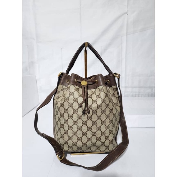 Authentic Gucci Vintage GG Supreme Bucket Bag Brown/Beige - Picture 1 of 13